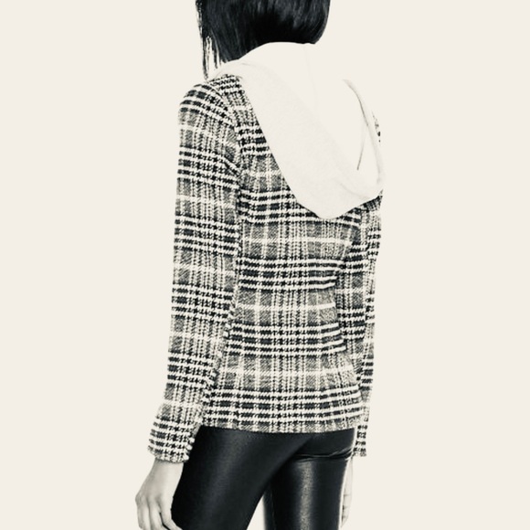 CENTRAL PARK WEST Plaid Blazer with Detachable drawstring hood, brown an… - Picture 5 of 7